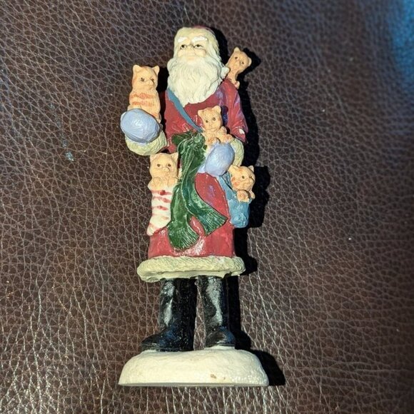 *3 FOR $9* Old Time Pottery Small Retro St. Nicholas Santa Claus Kitten Figurine - Picture 2 of 3
